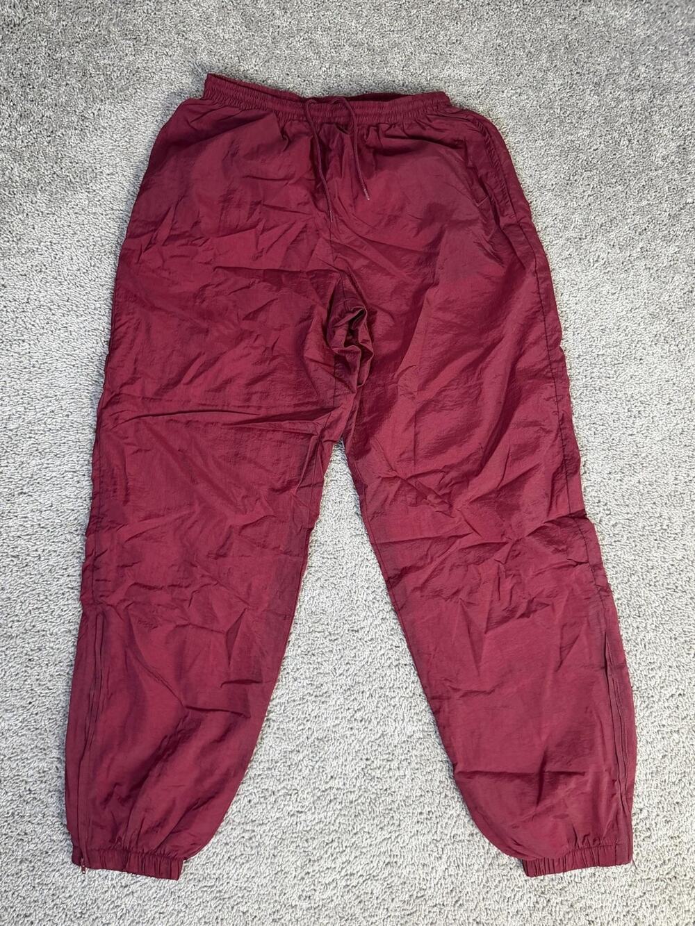 VTG Nike Track Pants Mens XL Red Taffeta Jogger Lined Elastic Waist Pockets